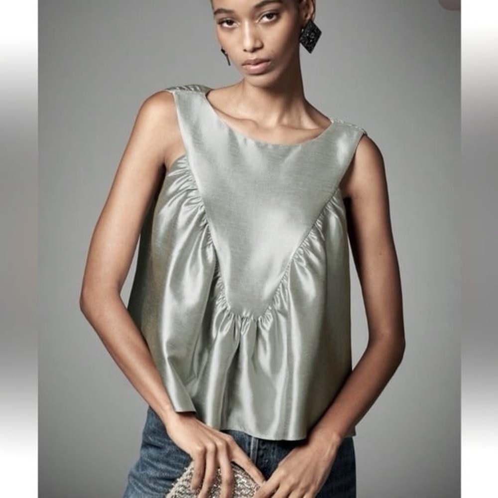 Anthropologie Mare Mare Satin Swing Babydoll Sleeveless Blouse small